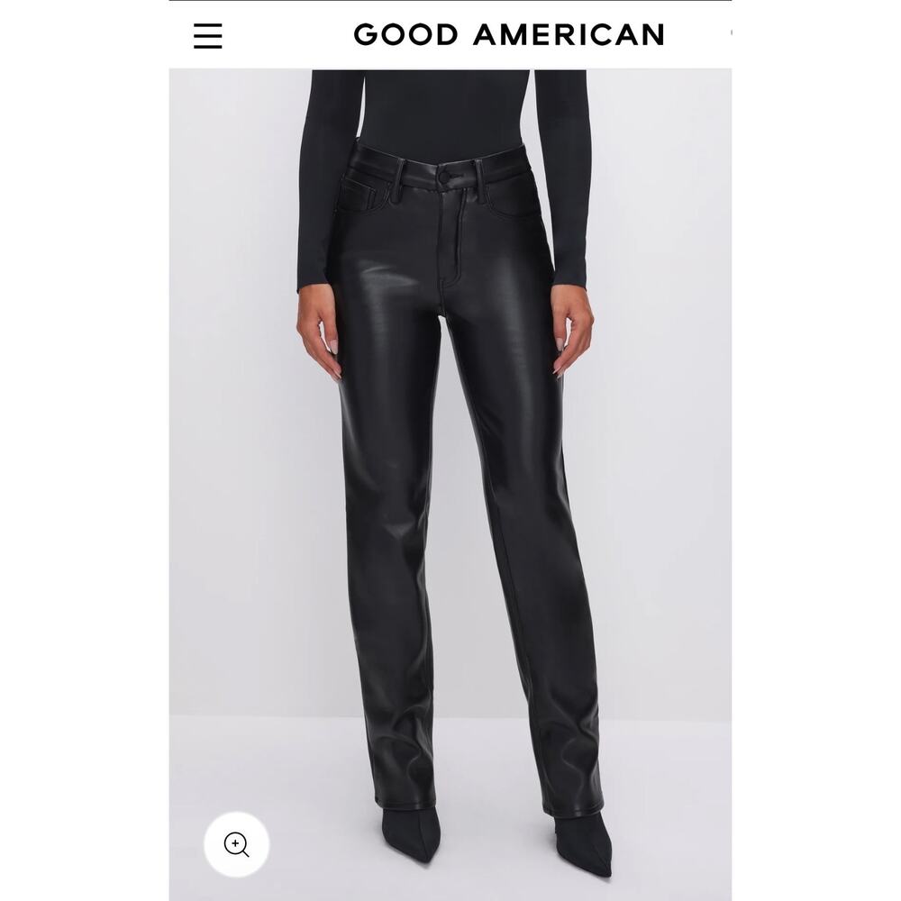 Good American Good Icon Faux Leather Pants, Size 26